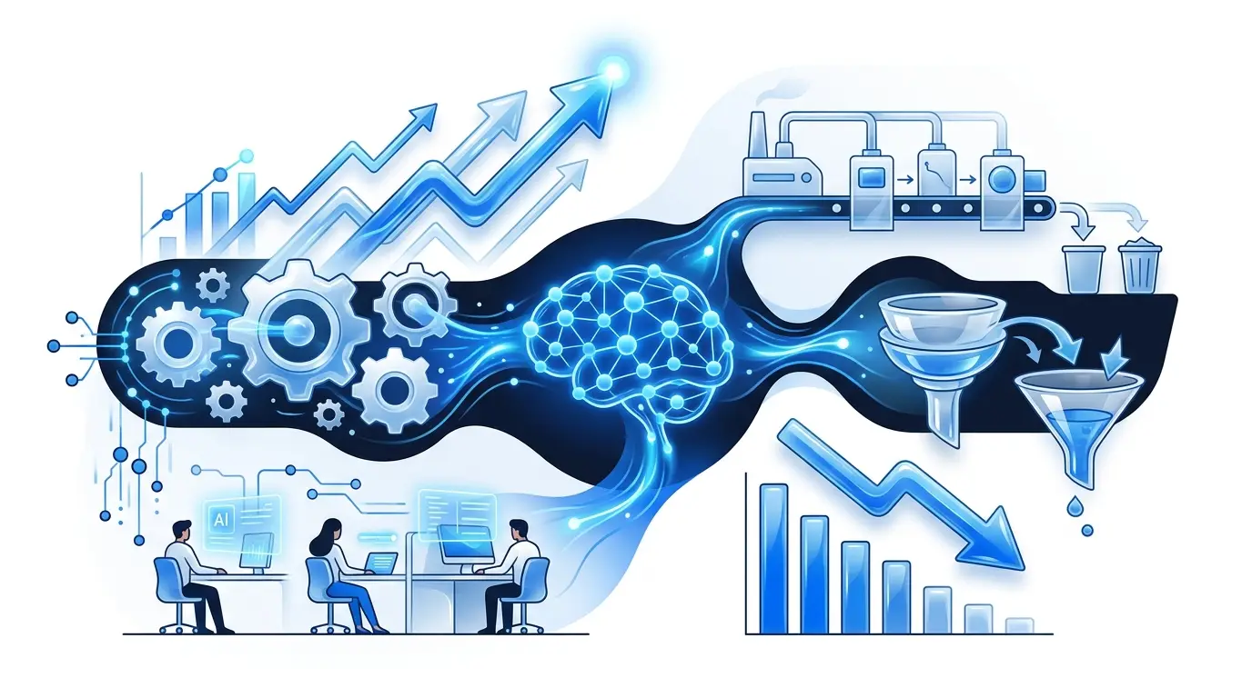 Biểu đồ thể hiện lợi ích tăng năng suất và giảm chi phí nhờ AI