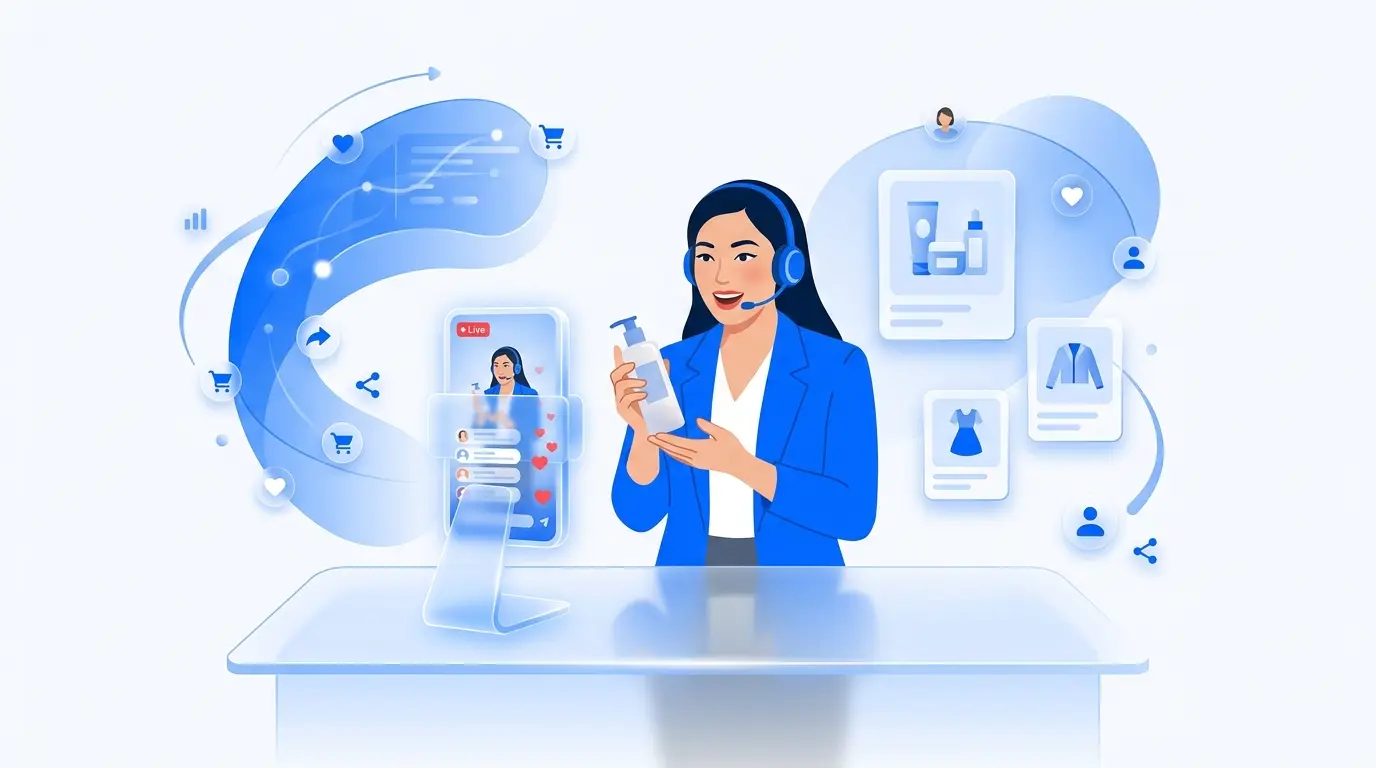 Người bán hàng livestream trên nền tảng số