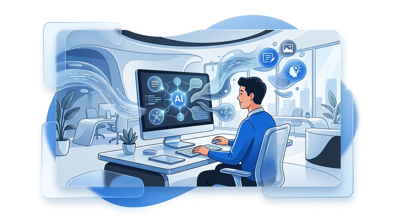 Người mới bắt đầu sử dụng công cụ AI trên máy tính trong văn phòng